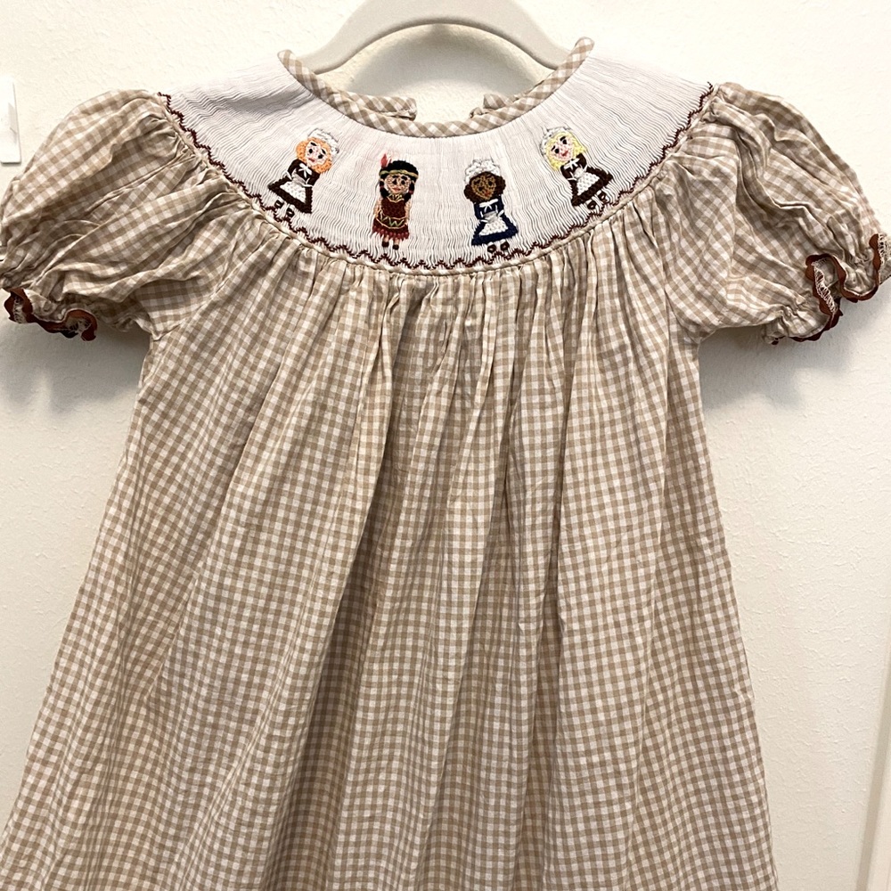 Thanksgiving Smocked Dress. 5t EUC. Worn once